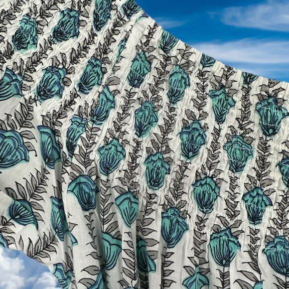 Guadalupe Momposina Dress One Size Floral Tully Blue Maxi Cotton - Picture 10 of 10